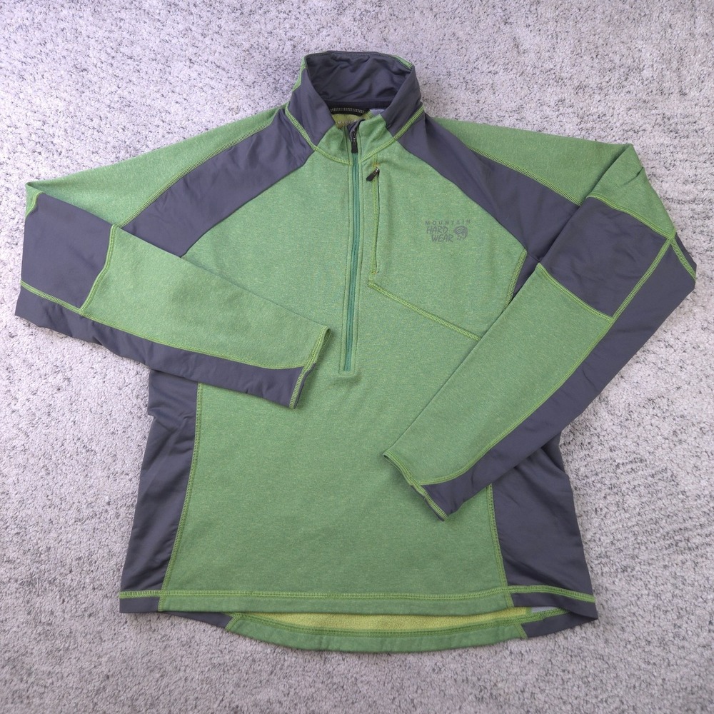 Mountain Hardwear Sweater Mens Large Half Zip Pullover Fleece Lined Layer Green